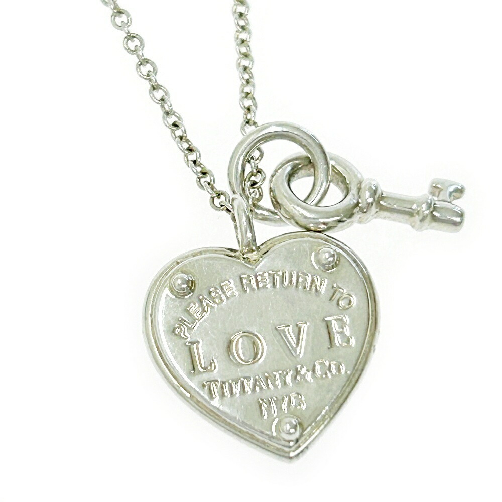 Tiffany Return to Love Heart Tag & Key Necklace Silver